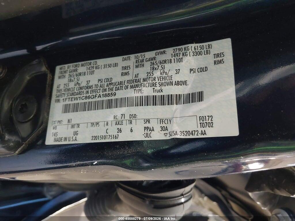 1FTEW1C86GFA18859 2016 FORD F-150 photo no. 9