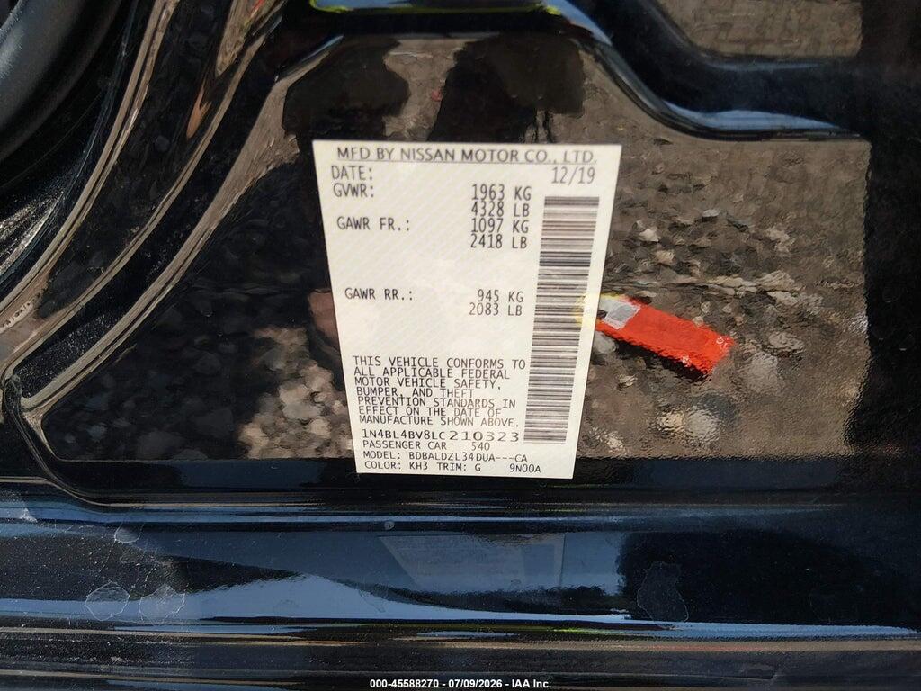 1N4BL4BV8LC210323 2020 NISSAN ALTIMA photo no. 9