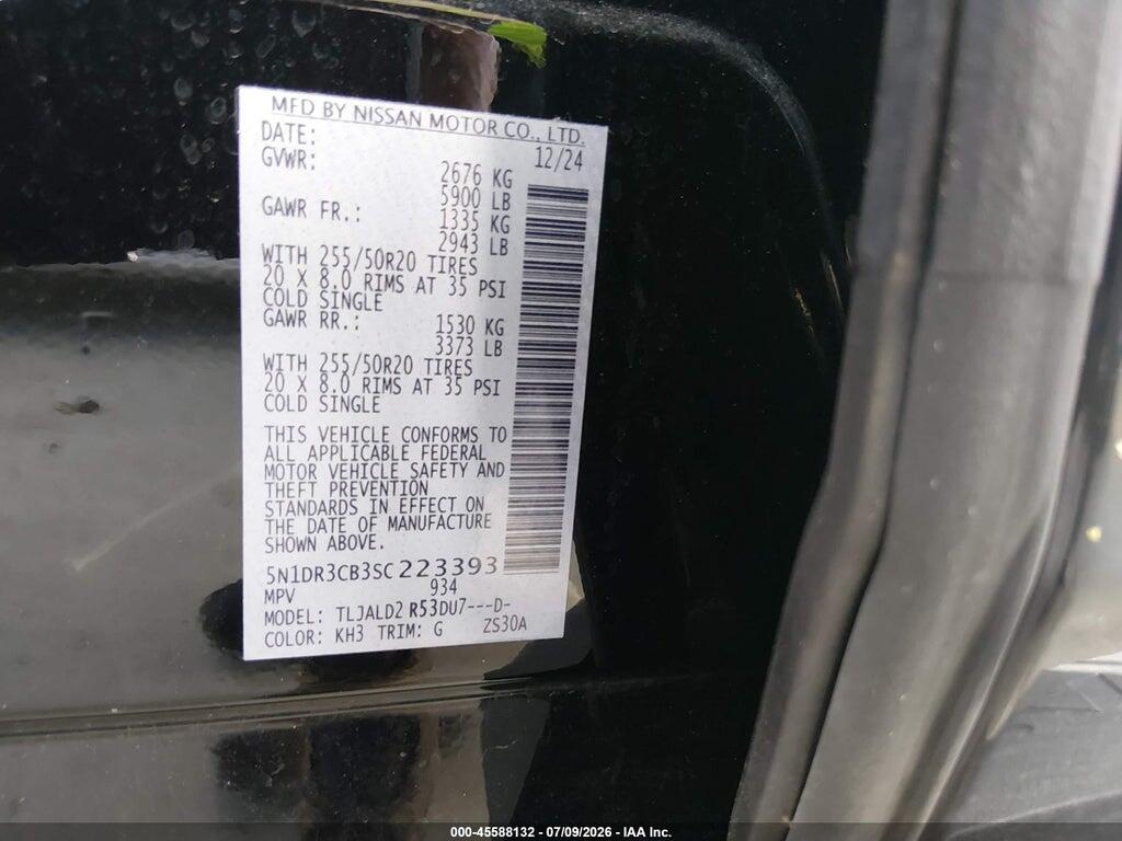 5N1DR3CB3SC223393 2025 NISSAN PATHFINDER photo no. 9