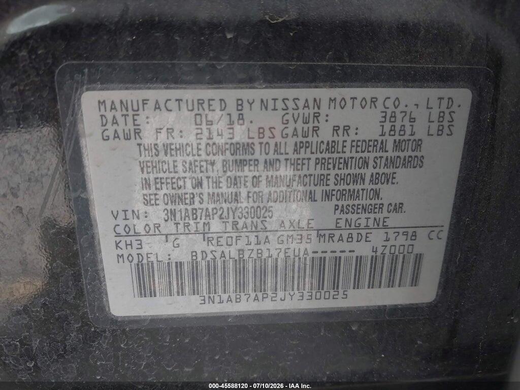 3N1AB7AP2JY330025 2018 NISSAN SENTRA photo no. 9
