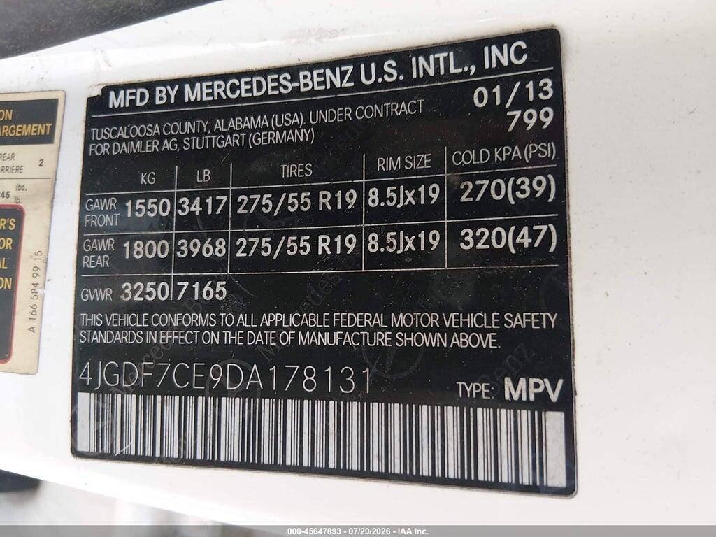 4JGDF7CE9DA178131 2013 MERCEDES-BENZ GL 450 photo no. 9
