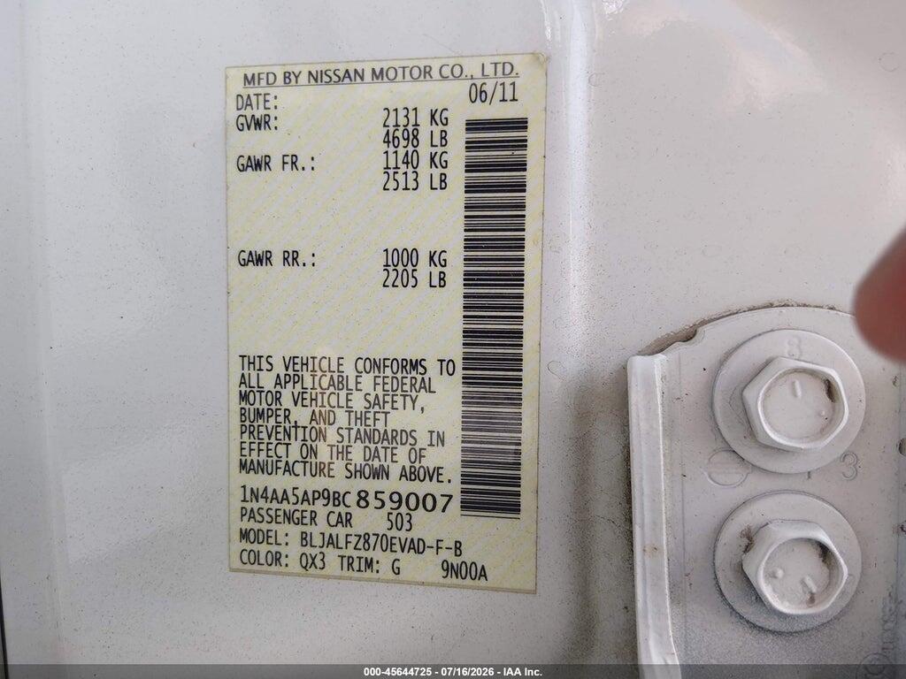 1N4AA5AP9BC859007 2011 NISSAN MAXIMA photo no. 9
