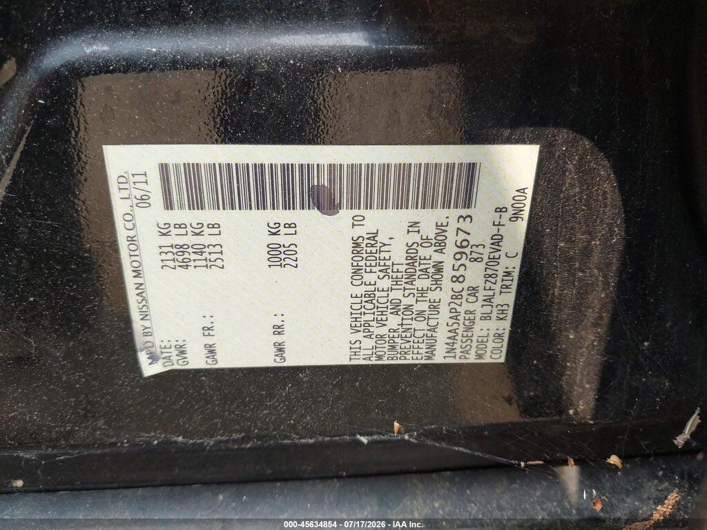 1N4AA5AP2BC859673 2011 NISSAN MAXIMA photo no. 9