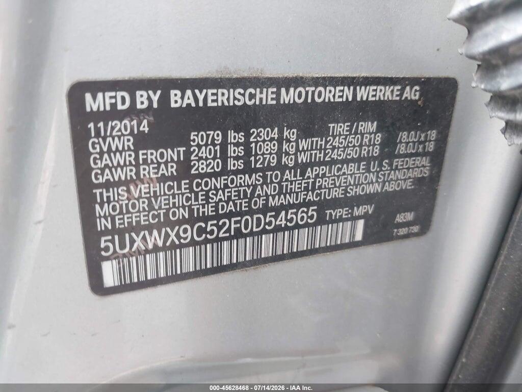 5UXWX9C52F0D54565 2015 BMW X3 photo no. 9
