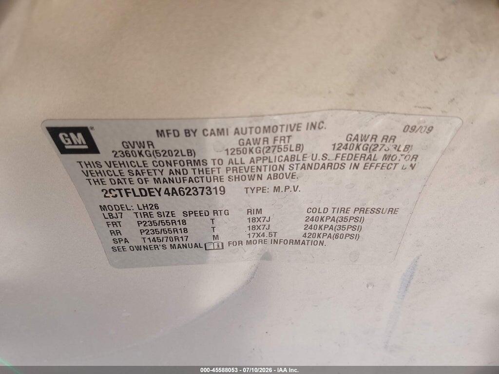 2CTFLDEY4A6237319 2010 GMC TERRAIN photo no. 9