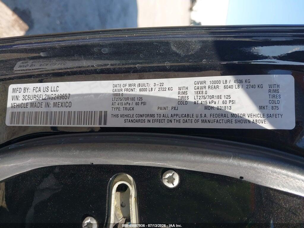 3C6UR5FL2NG249657 2022 RAM 2500 photo no. 9