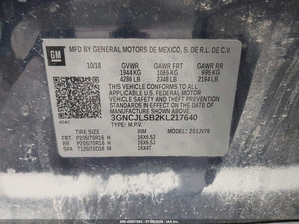3GNCJLSB2KL217640 2019 CHEVROLET TRAX photo no. 9