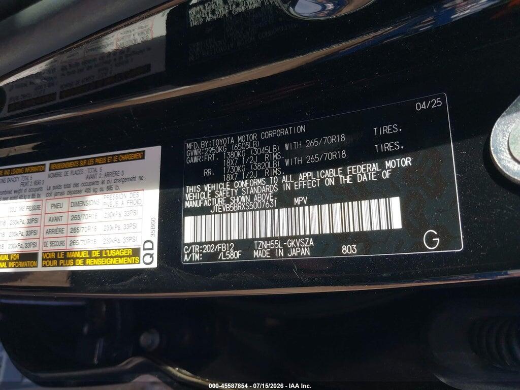 JTEVB5BRXS5007631 2025 TOYOTA 4RUNNER HYBRID photo no. 9