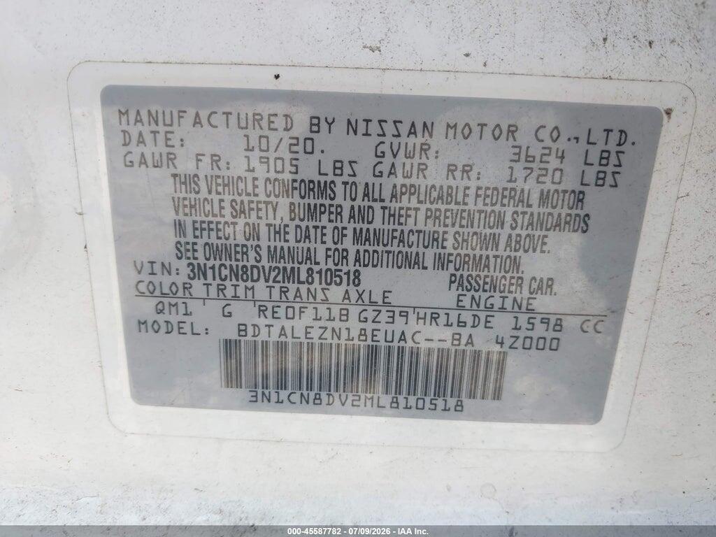 3N1CN8DV2ML810518 2021 NISSAN VERSA photo no. 9
