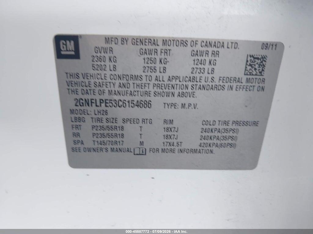 2GNFLPE53C6154686 2012 CHEVROLET EQUINOX photo no. 9