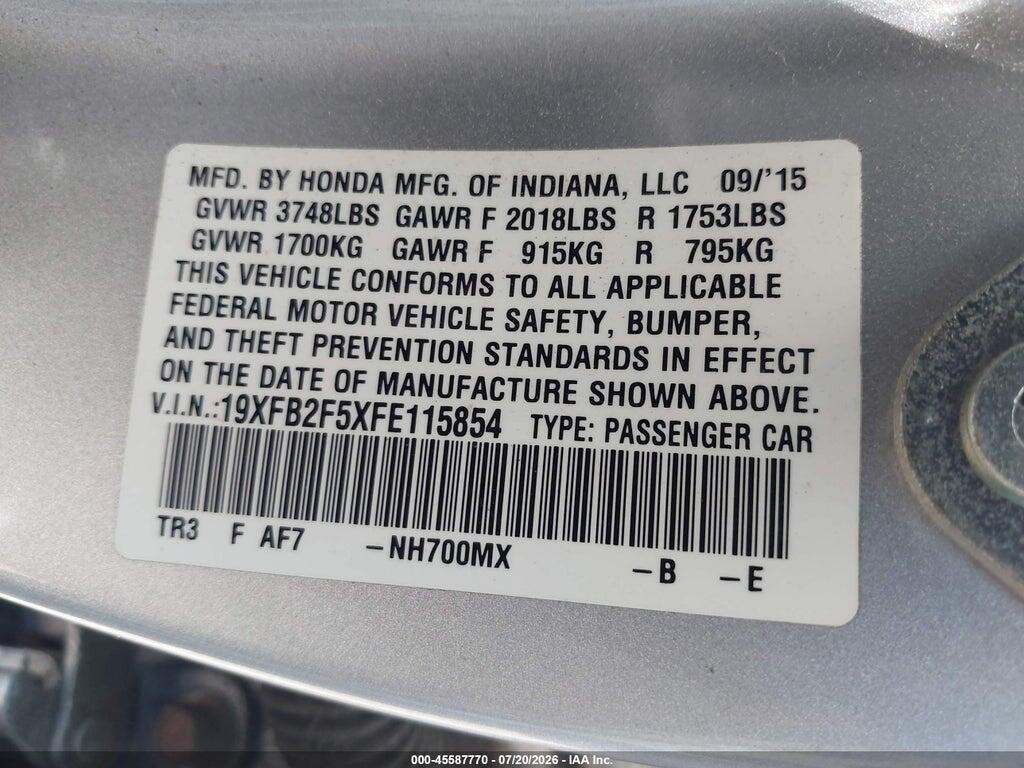 19XFB2F5XFE115854 2015 HONDA CIVIC photo no. 9