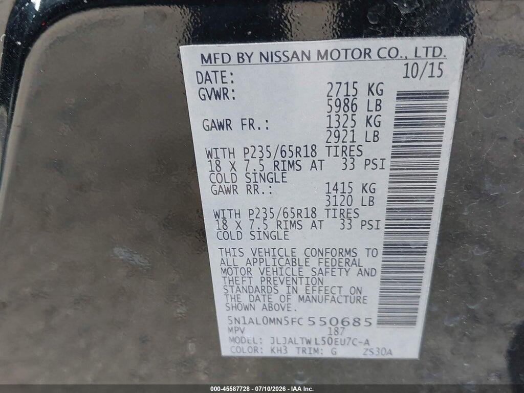 5N1AL0MN5FC550685 2015 INFINITI QX60 photo no. 9