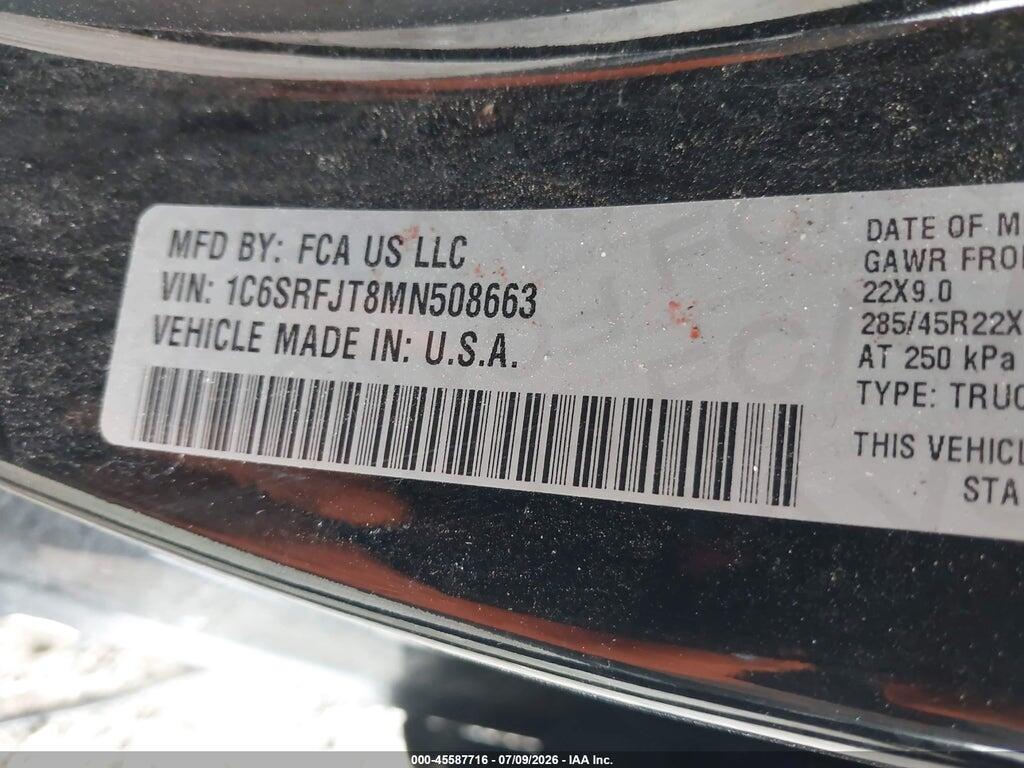 1C6SRFJT8MN508663 2021 RAM 1500 photo no. 9