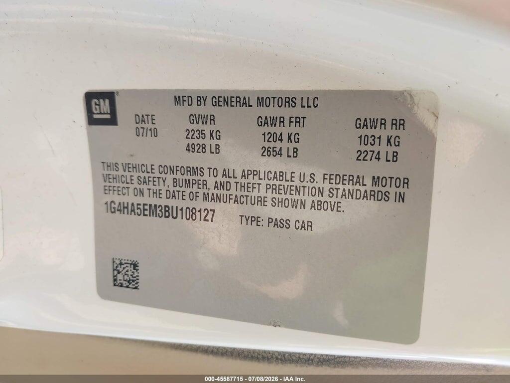 1G4HA5EM3BU108127 2011 BUICK LUCERNE photo no. 9