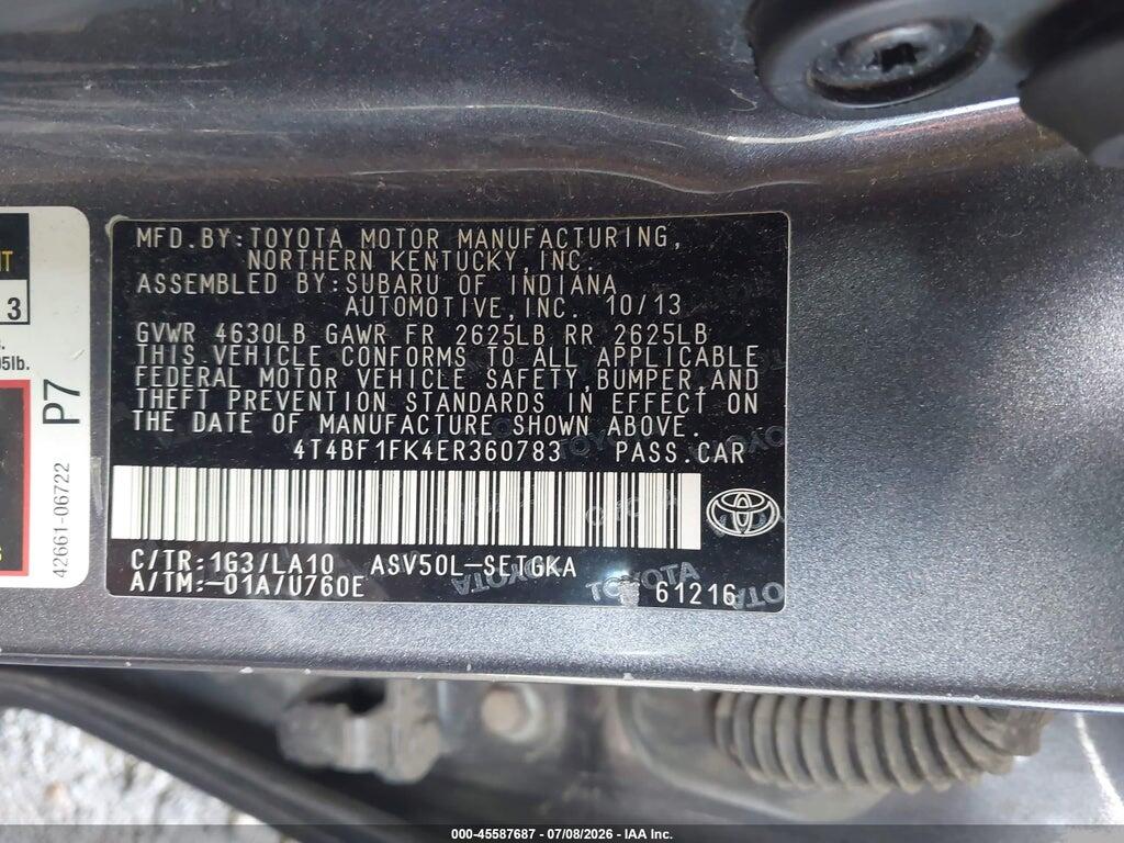 4T4BF1FK4ER360783 2014 TOYOTA CAMRY photo no. 9