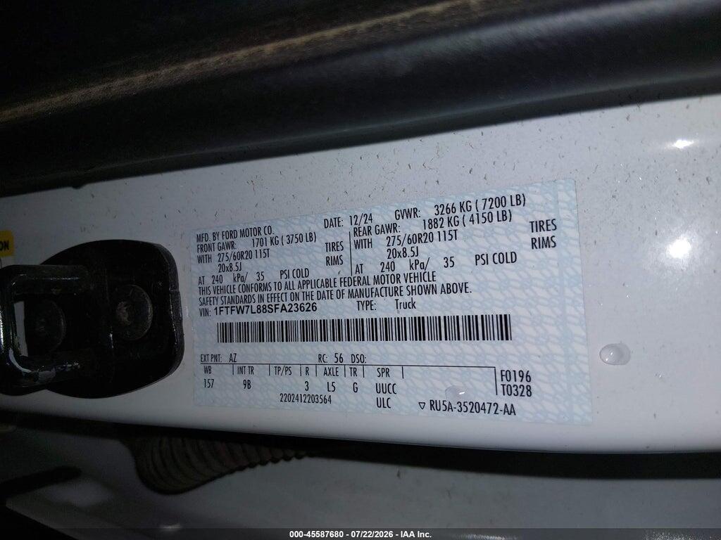 1FTFW7L88SFA23626 2025 FORD F-150 photo no. 9