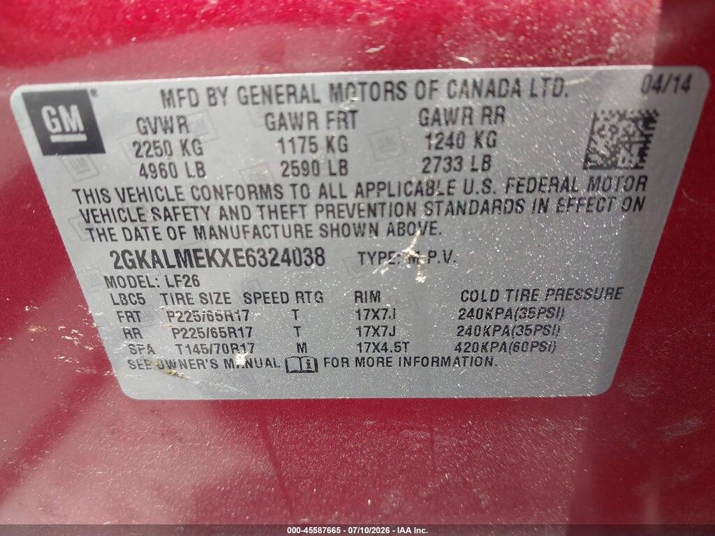 2GKALMEKXE6324038 2014 GMC TERRAIN photo no. 9