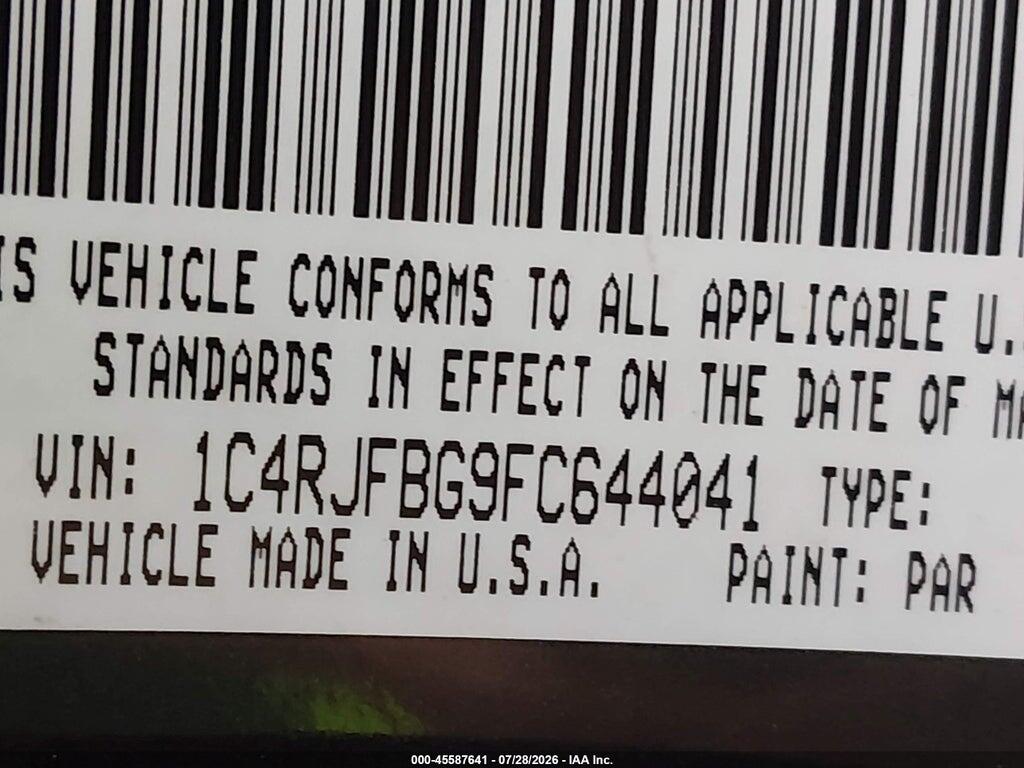 1C4RJFBG9FC644041 2015 JEEP GRAND CHEROKEE photo no. 9
