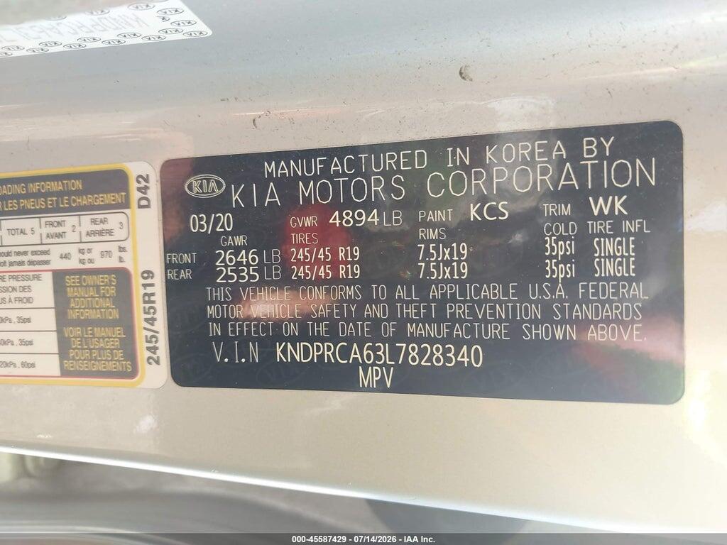 KNDPRCA63L7828340 2020 KIA SPORTAGE photo no. 9