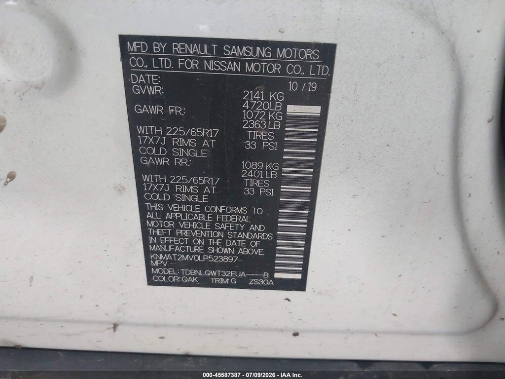 KNMAT2MV0LP523897 2020 NISSAN ROGUE photo no. 9