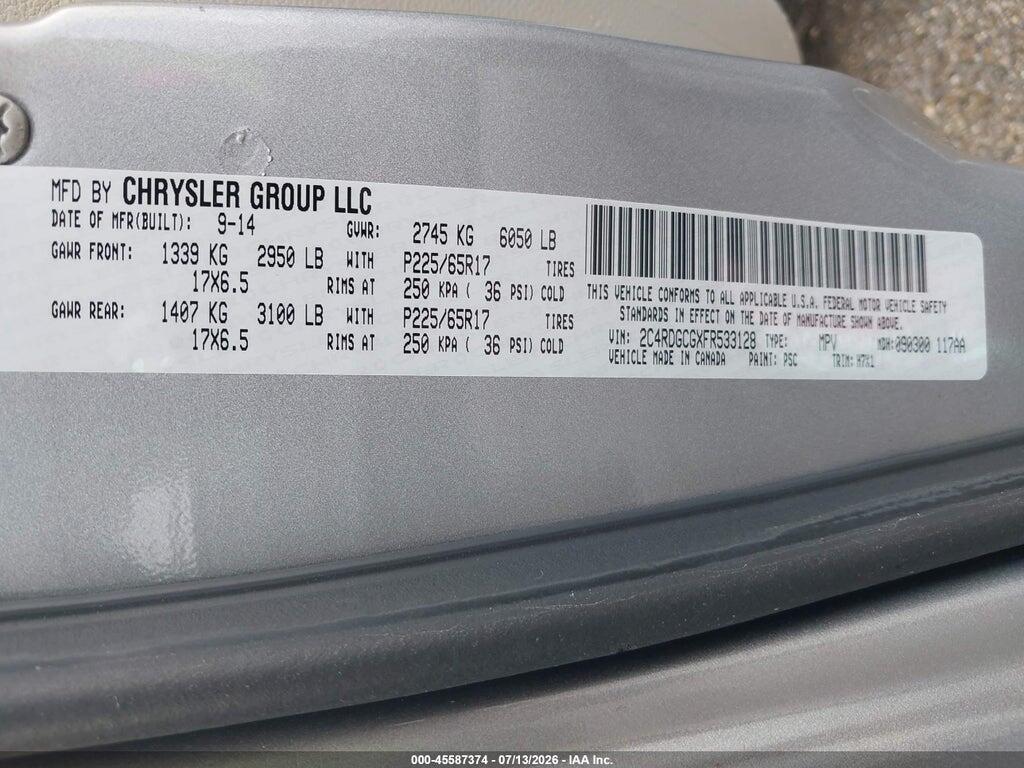 2C4RDGCGXFR533128 2015 DODGE GRAND CARAVAN photo no. 9