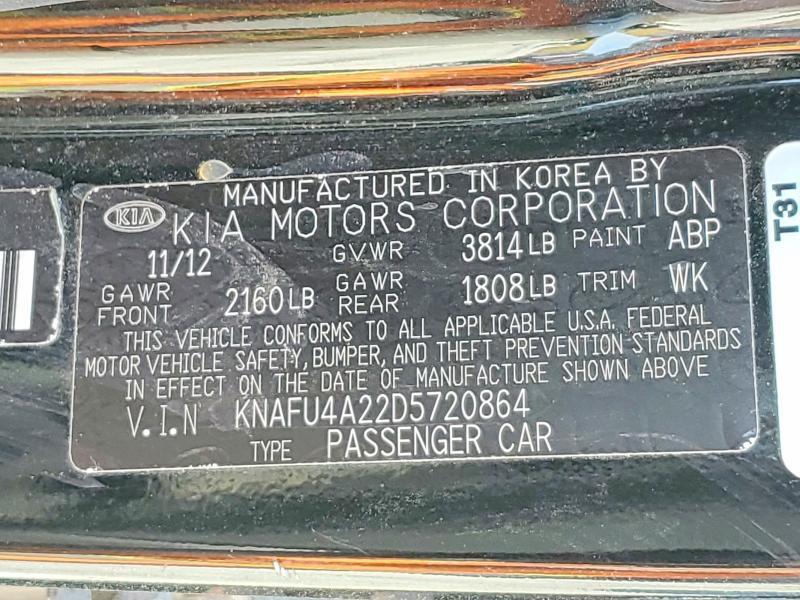 KNAFU4A22D5720864 2013 KIA FORTE photo no. 12