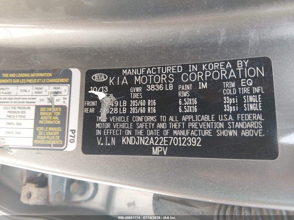 KNDJN2A22E7012392 2014 KIA SOUL photo no. 9