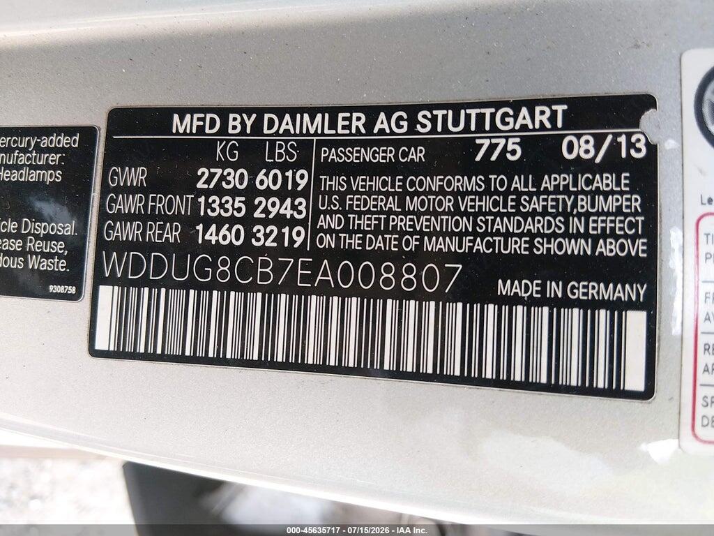 WDDUG8CB7EA008807 2014 MERCEDES-BENZ S 550 photo no. 9
