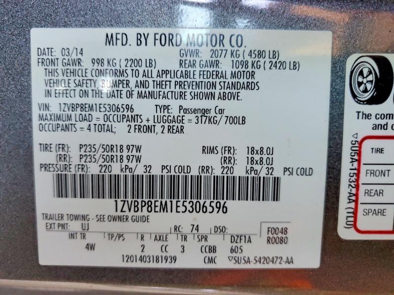 1ZVBP8EM1E5306596 2014 FORD MUSTANG photo no. 12