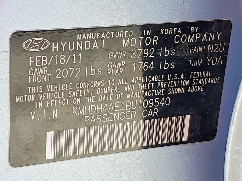 KMHDH4AE1BU109540 2011 HYUNDAI ELANTRA photo no. 12