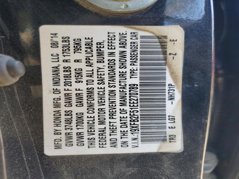19XFB2F51EE270789 2014 HONDA CIVIC photo no. 12