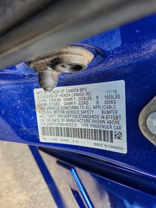 2HGFC2F86LH520215 2020 HONDA CIVIC photo no. 12