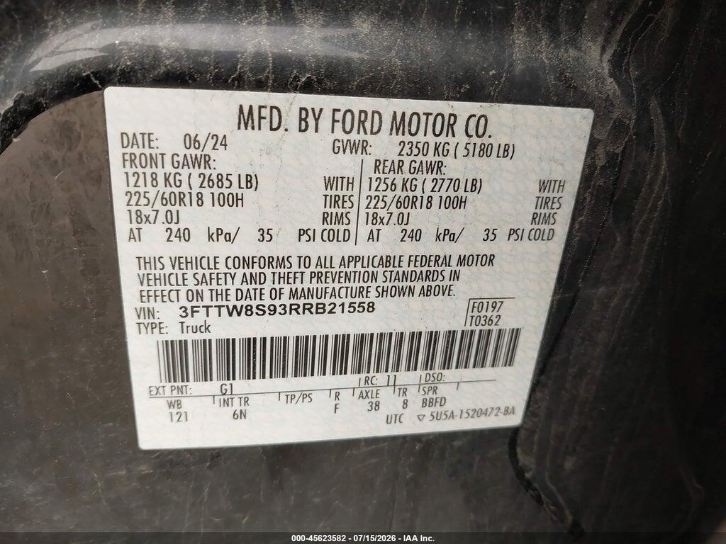 3FTTW8S93RRB21558 2024 FORD MAVERICK photo no. 9