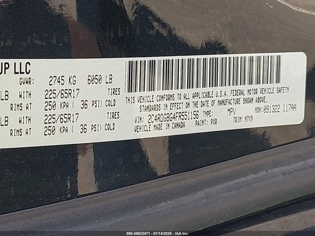 2C4RDGBG4FR551156 2015 DODGE GRAND CARAVAN photo no. 9