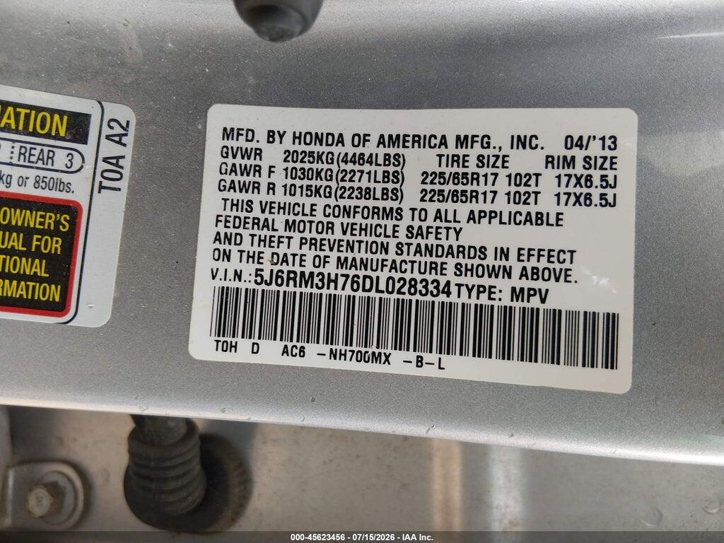 5J6RM3H76DL028334 2013 HONDA CR-V photo no. 9