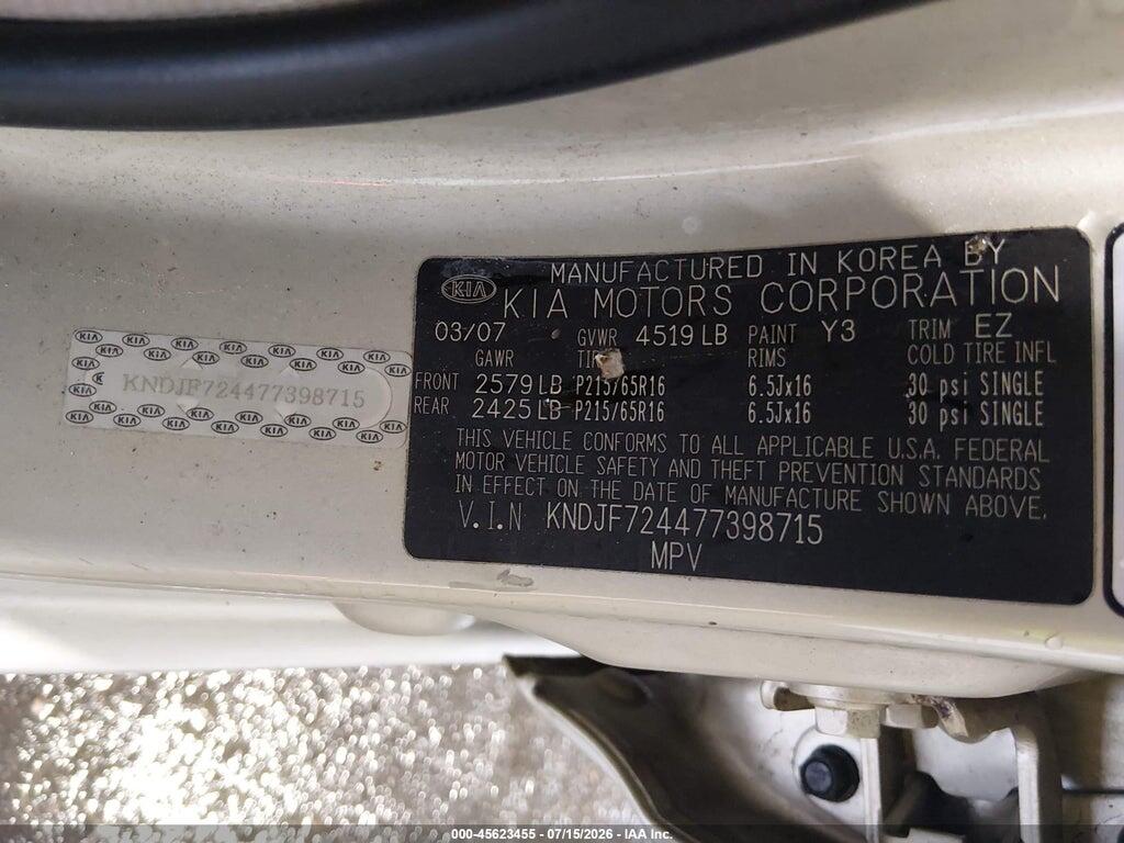 KNDJF724477398715 2007 KIA SPORTAGE photo no. 9