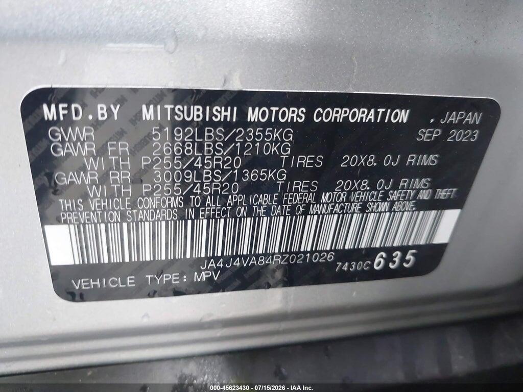 JA4J4VA84RZ021026 2024 MITSUBISHI OUTLANDER photo no. 9