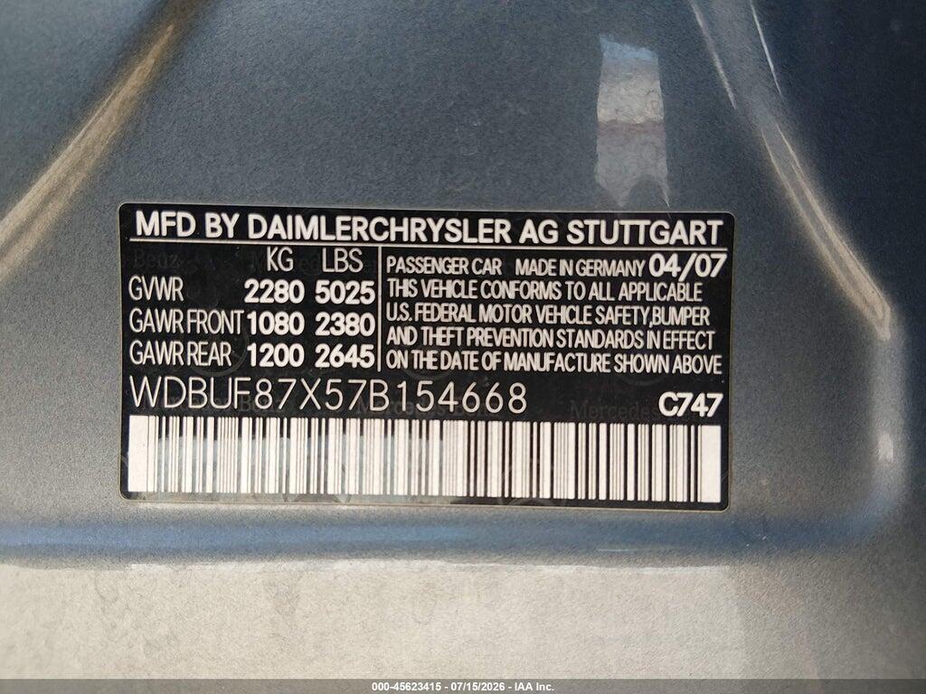 WDBUF87X57B154668 2007 MERCEDES-BENZ E 350 photo no. 9