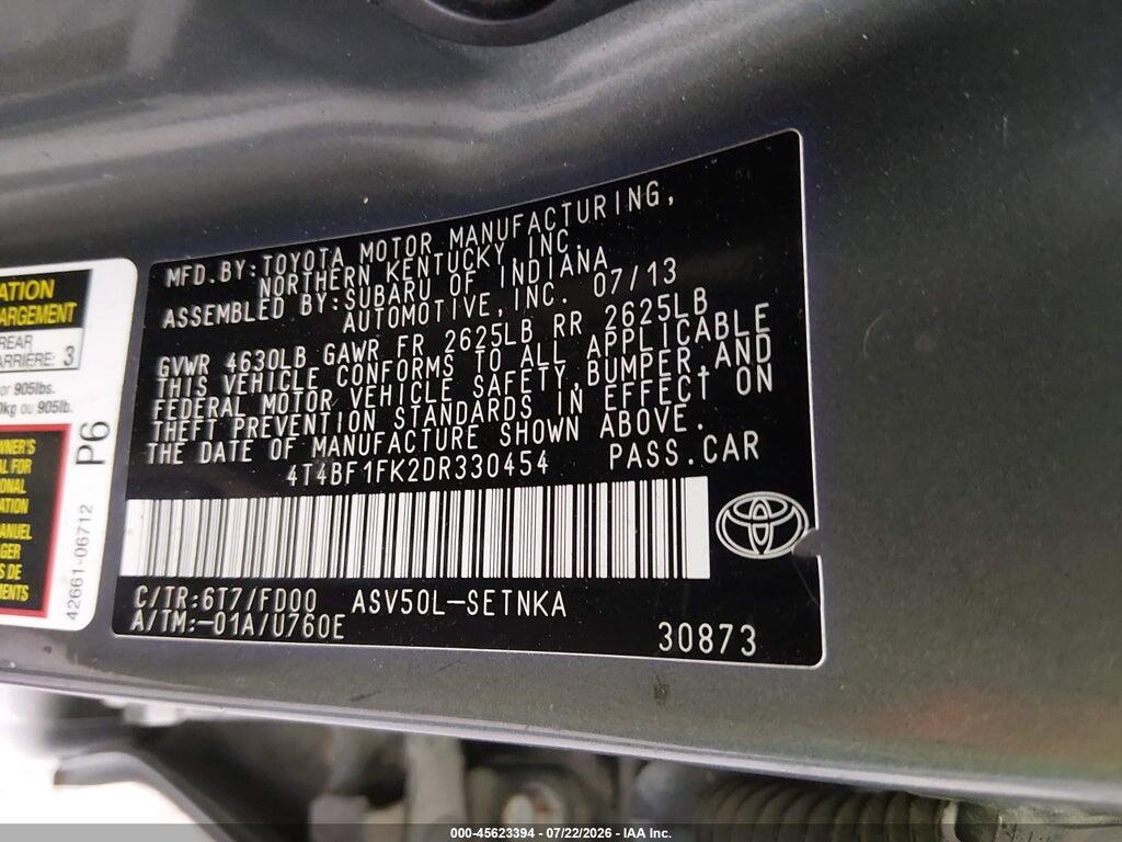 4T4BF1FK2DR330454 2013 TOYOTA CAMRY photo no. 9