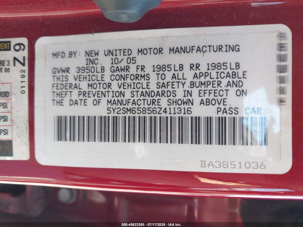 5Y2SM65856Z411316 2006 PONTIAC VIBE photo no. 9