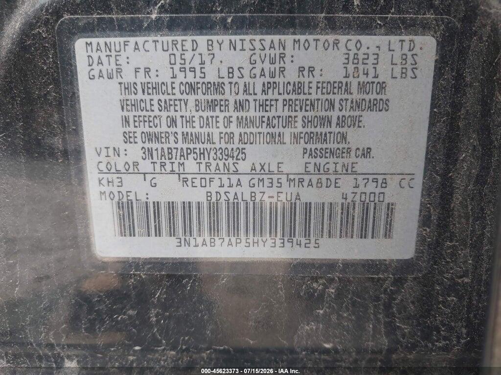 3N1AB7AP5HY339425 2017 NISSAN SENTRA photo no. 9