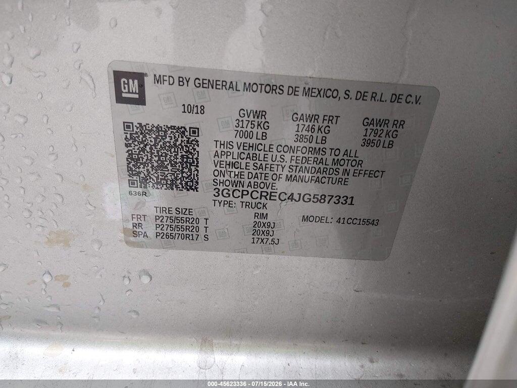 3GCPCREC4JG587331 2018 CHEVROLET SILVERADO 1500 photo no. 9