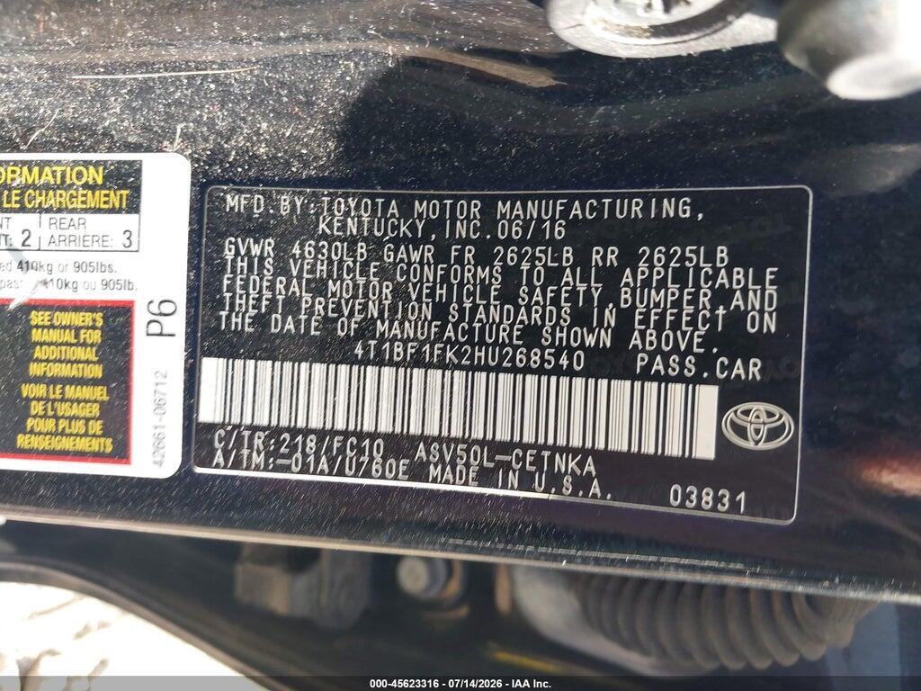 4T1BF1FK2HU268540 2017 TOYOTA CAMRY photo no. 9