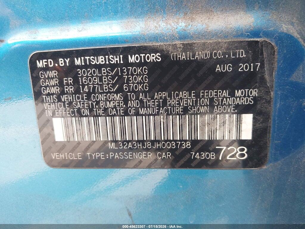 ML32A3HJ8JH003738 2018 MITSUBISHI MIRAGE photo no. 9