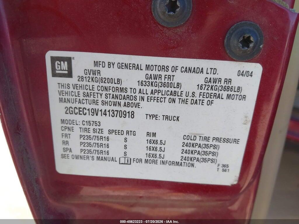 2GCEC19V141370918 2004 CHEVROLET SILVERADO 1500 photo no. 9