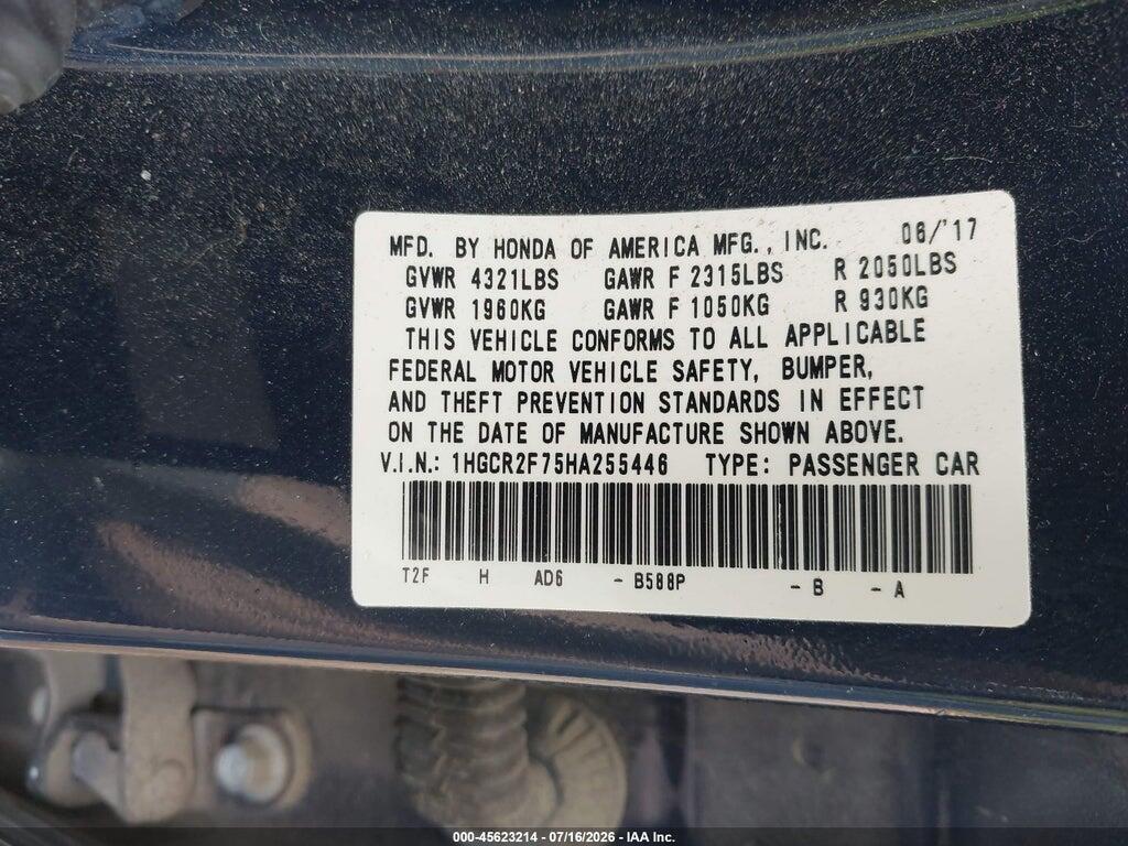 1HGCR2F75HA255446 2017 HONDA ACCORD photo no. 9