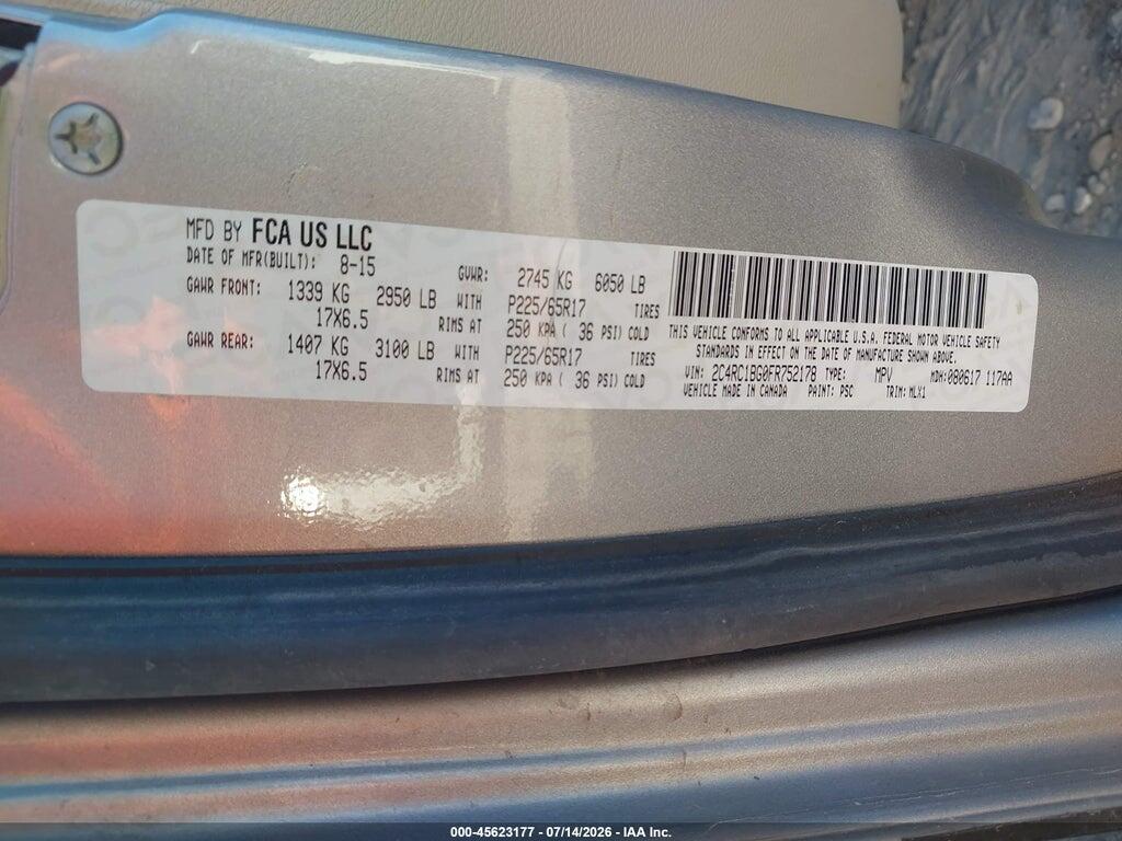 2C4RC1BG0FR752178 2015 CHRYSLER TOWN & COUNTRY photo no. 9