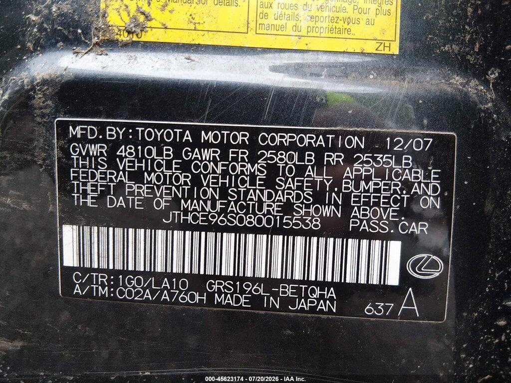 JTHCE96S080015538 2008 LEXUS GS 350 photo no. 9