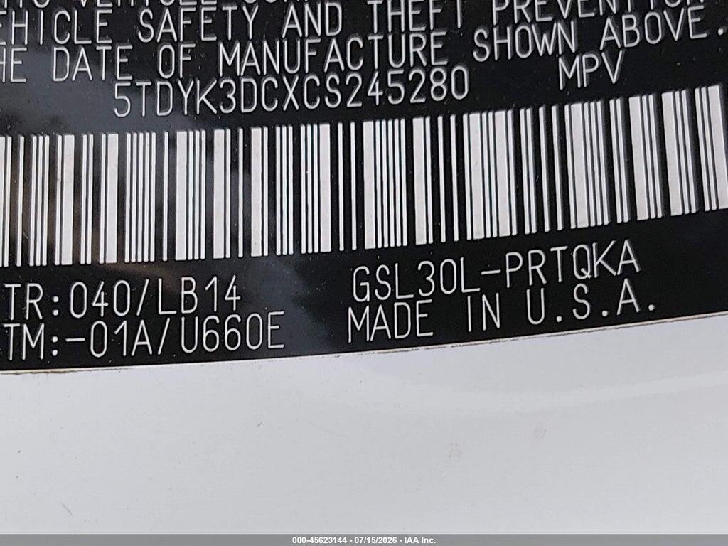 5TDYK3DCXCS245280 2012 TOYOTA SIENNA photo no. 9