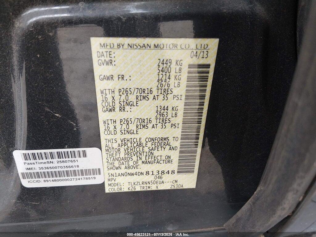 5N1AN0NW4DN813848 2013 NISSAN XTERRA photo no. 9